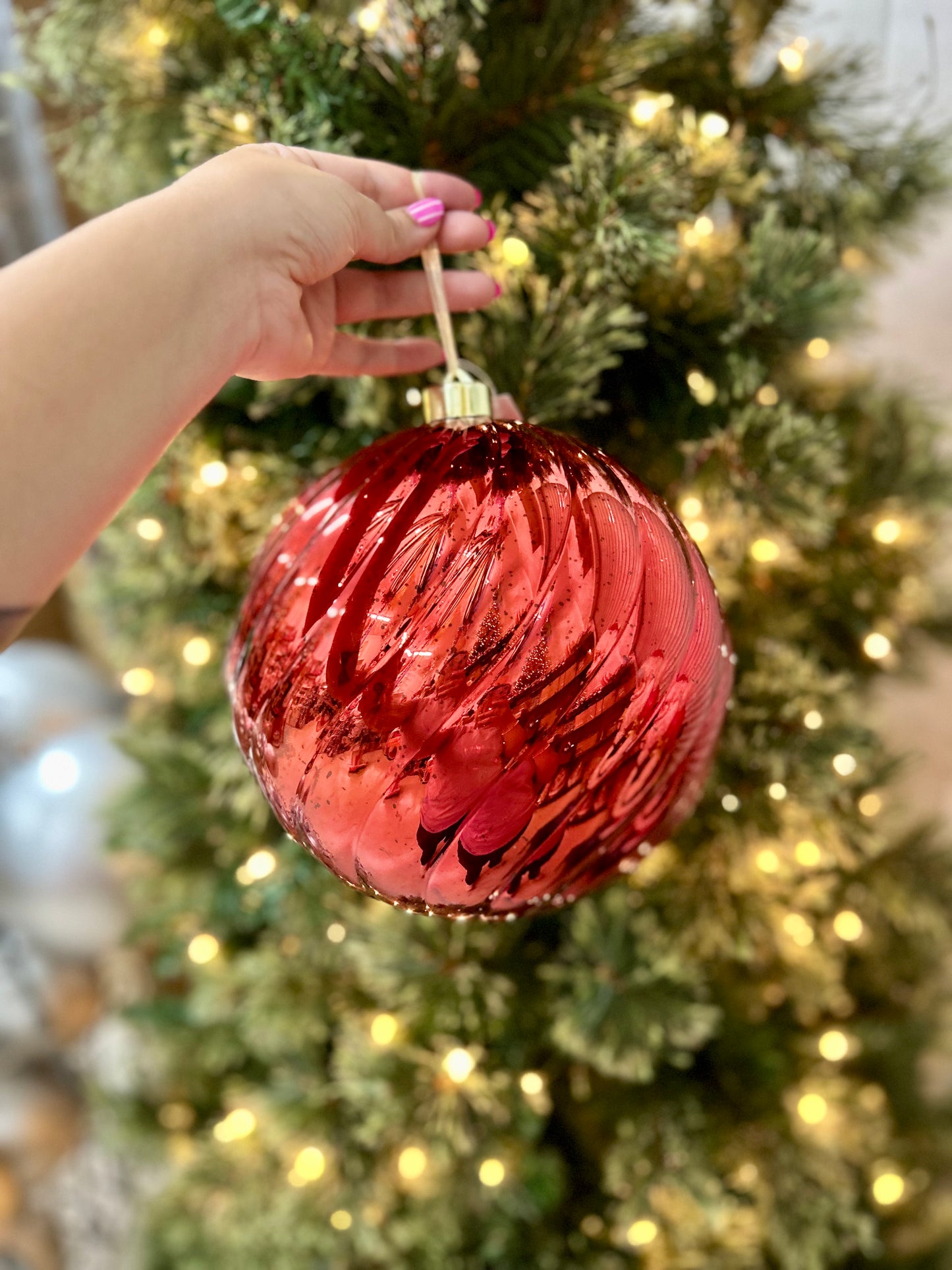 8 Inch Ball Ornament Red