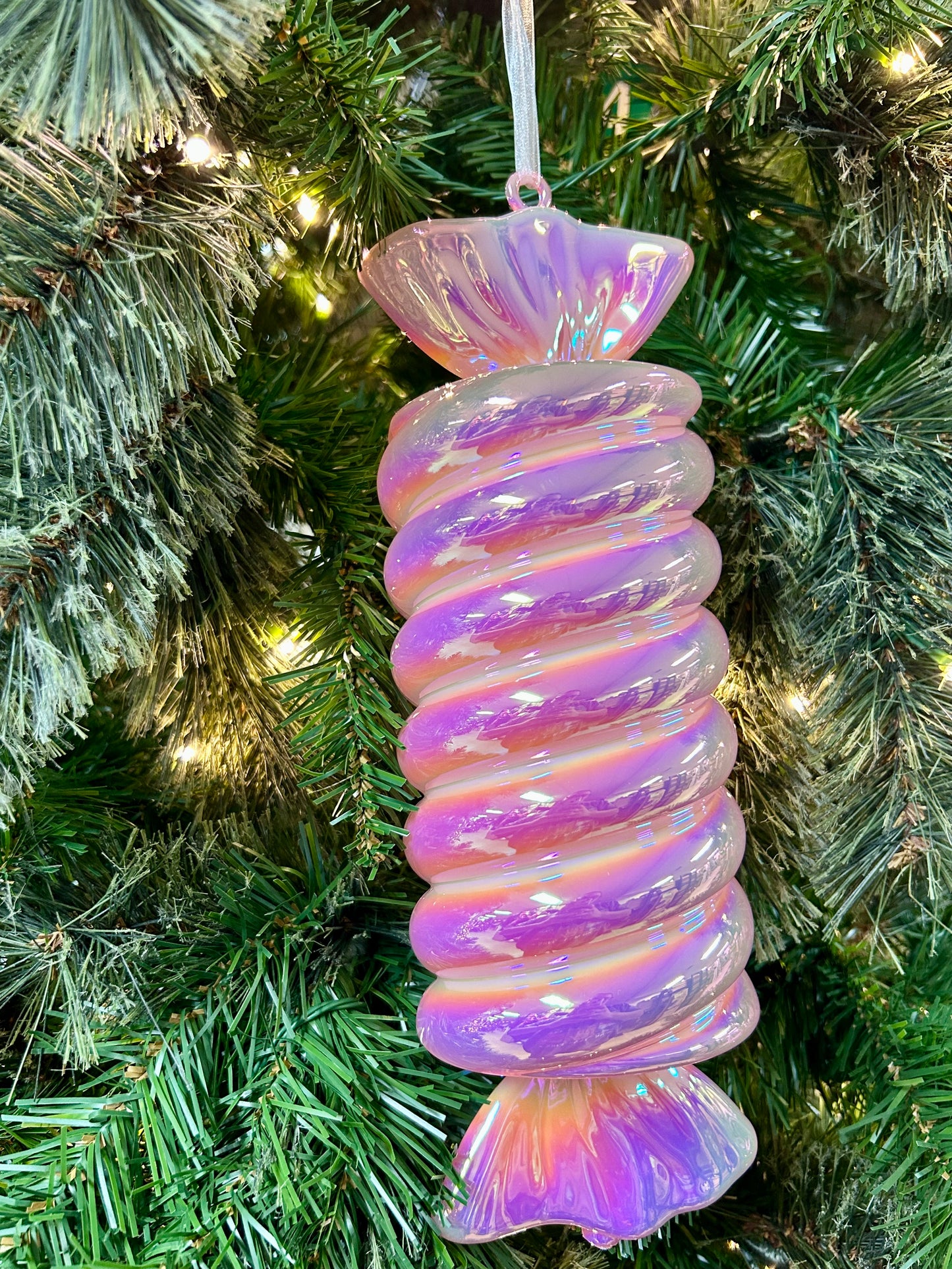 12 Inch Pink Iridescent Candy Ornament Two Styles