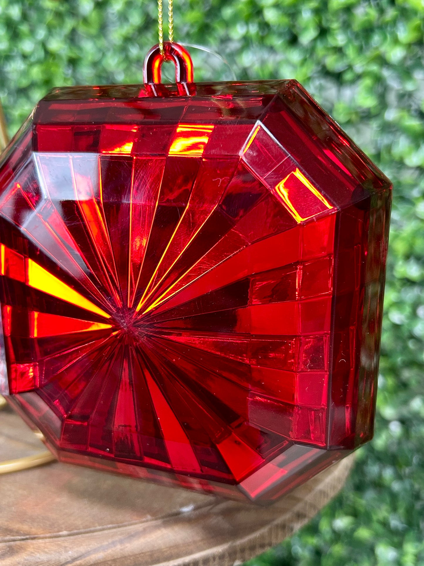 5 Inch Red Acrylic Square Diamond Ornament
