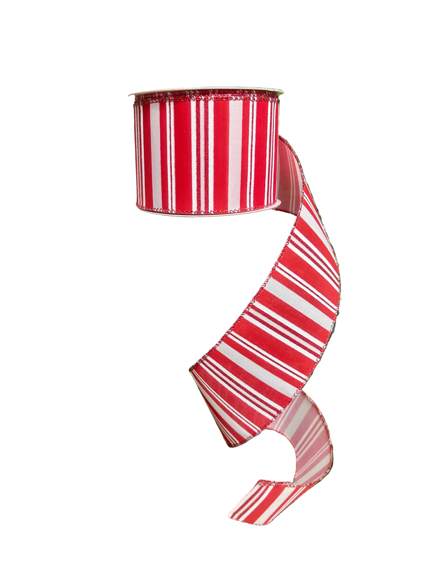2.5 Inch By 10 Yard Red And White Vertical Stripe Ribbon