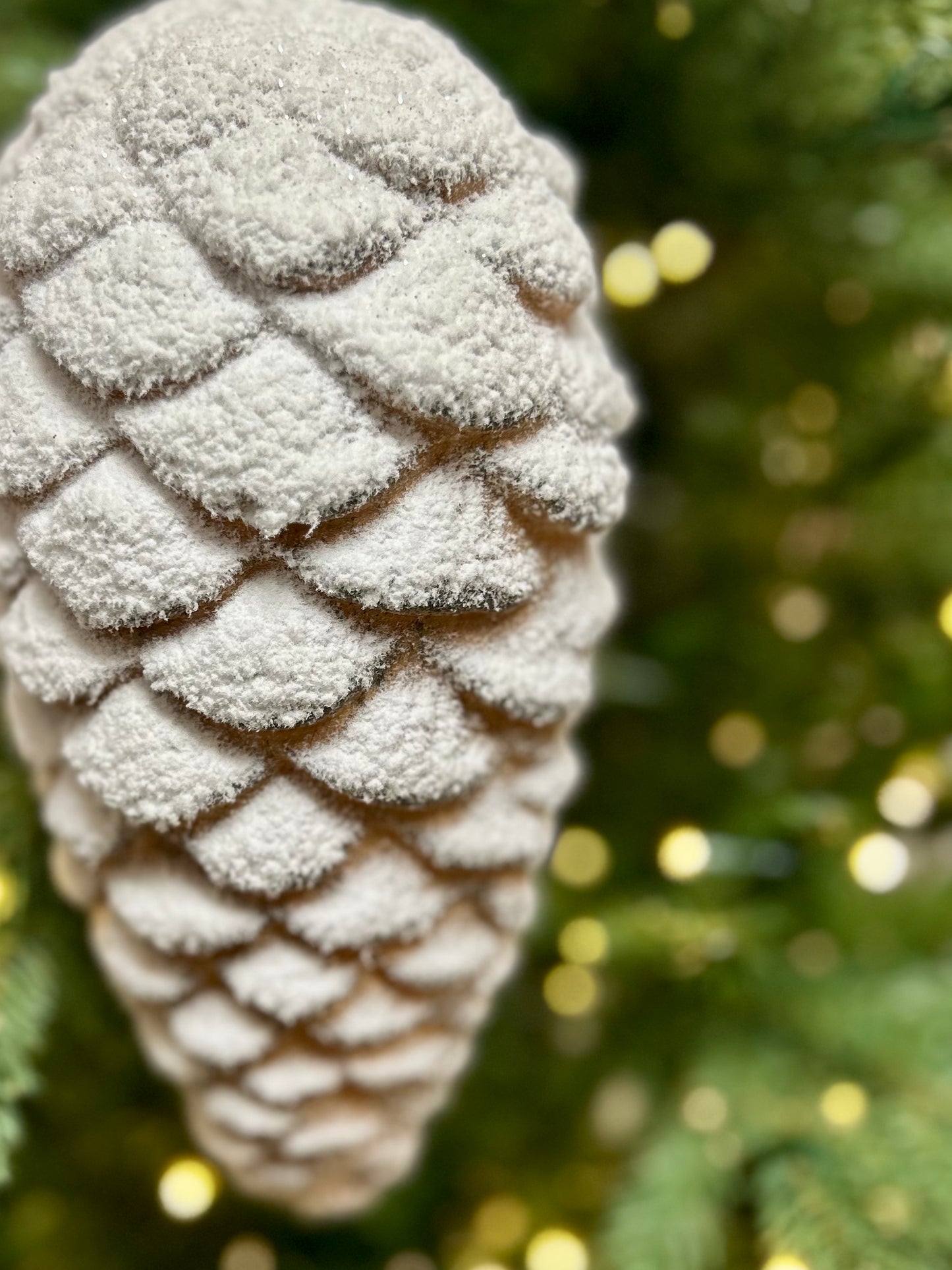 9 Inch Pinecone With Snow Ornament
