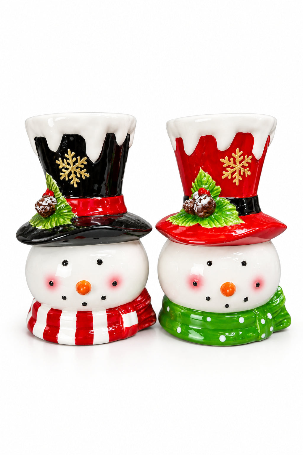 9.84 Inch Lighted Dolomite Christmas Snowman Cookie Jar Two Styles