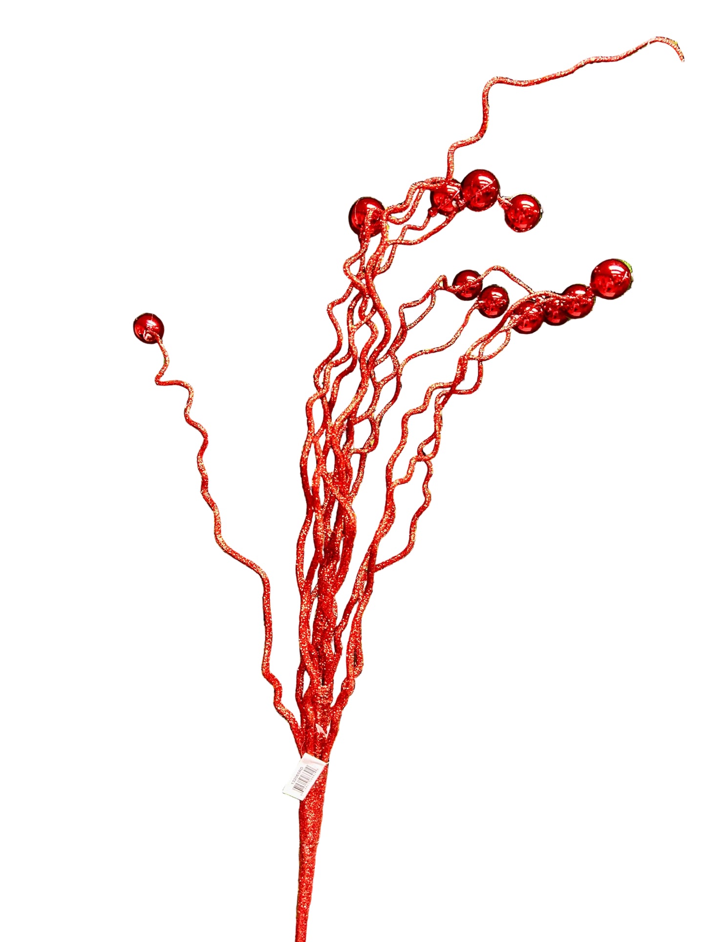 38 Inch Red Plastic Twig And Ball Spray