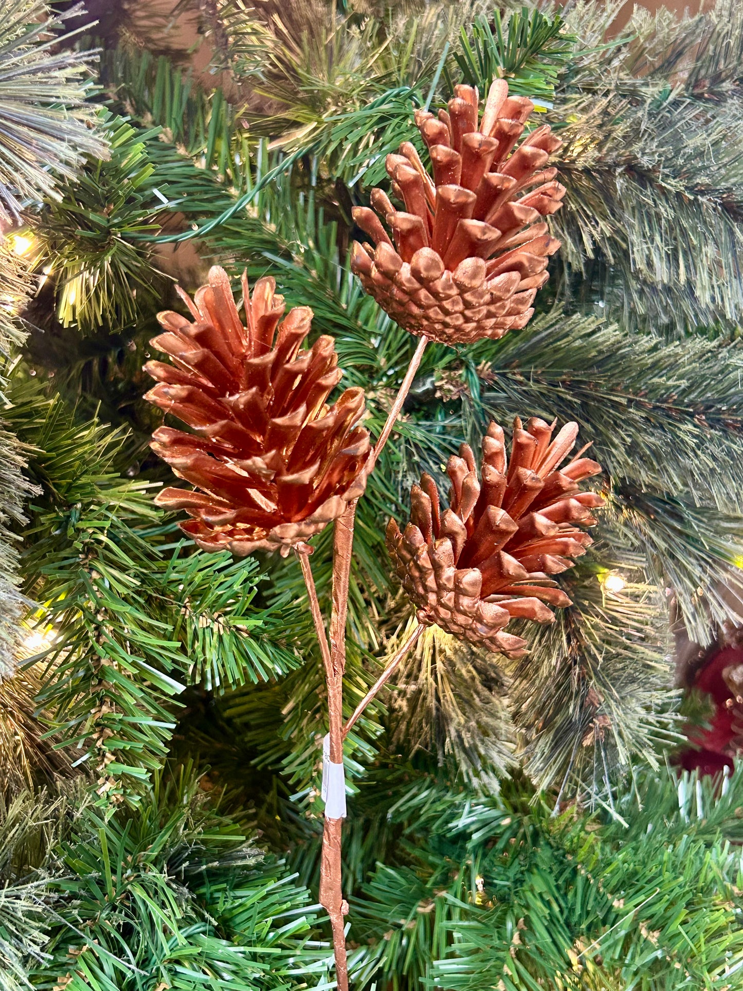 17 Inch Copper Artificial Pinecone Spray