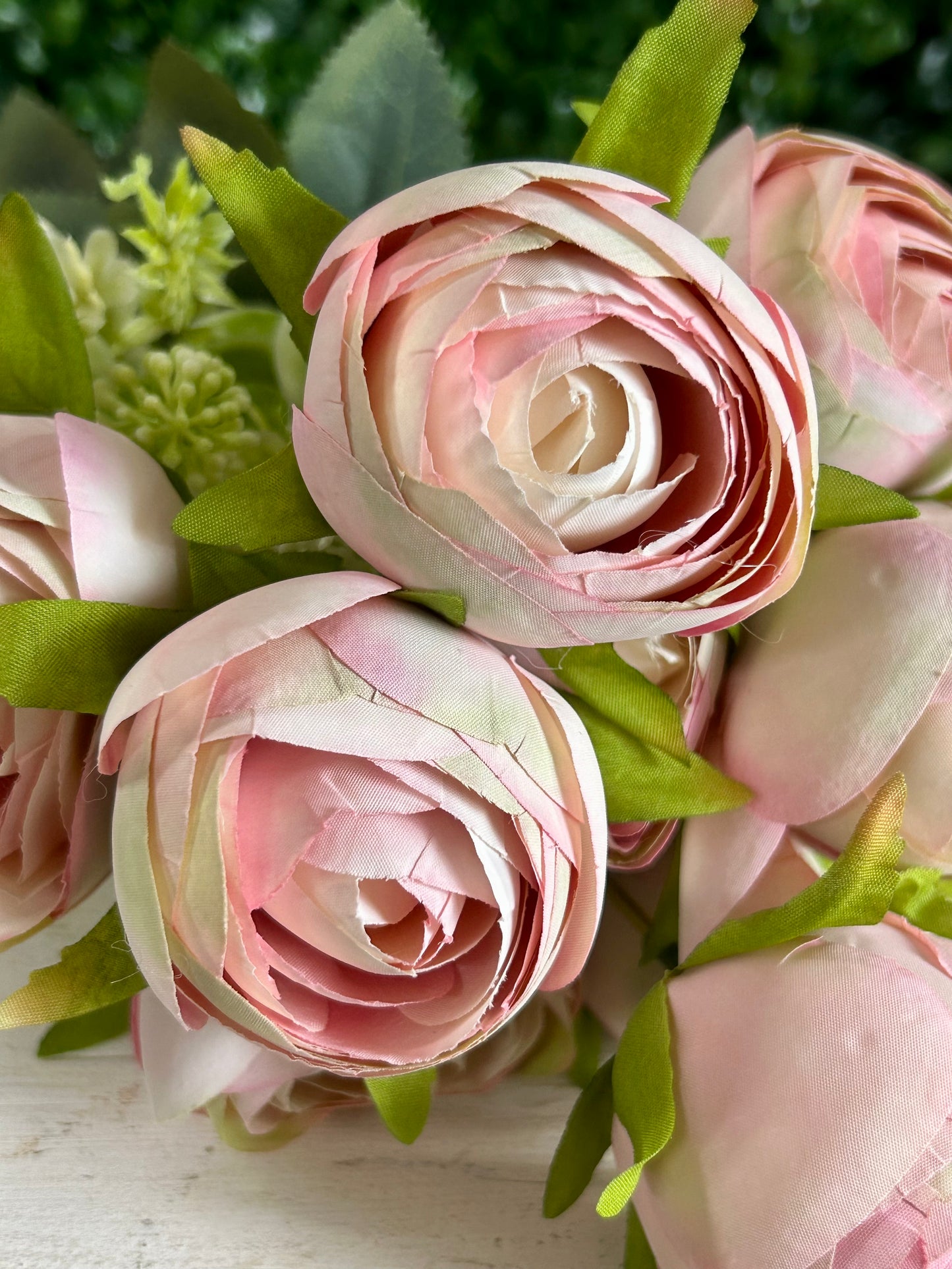16.5 Inch Light Pink Ranunculus Bush