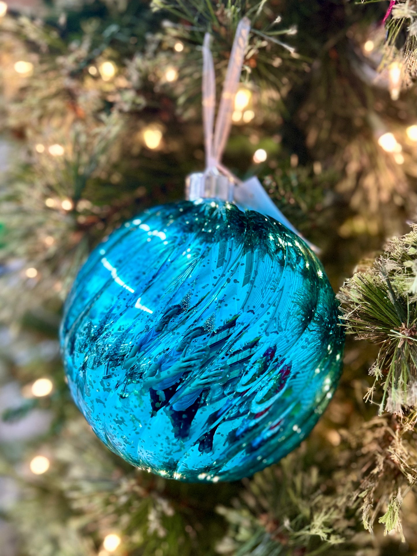 6 Inch Ball Ornament Aqua
