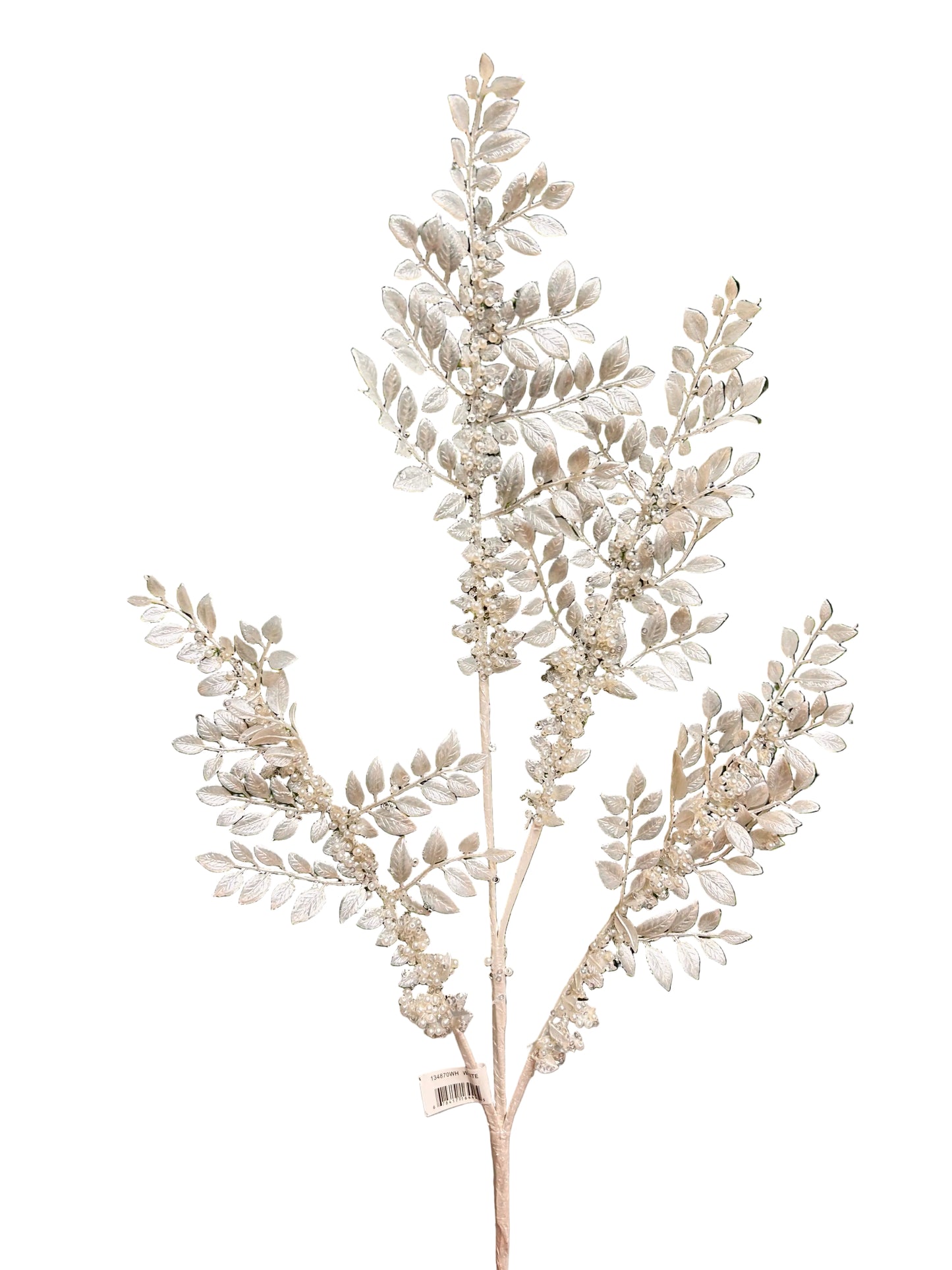 33 Inch White Fern And Pearl Spray