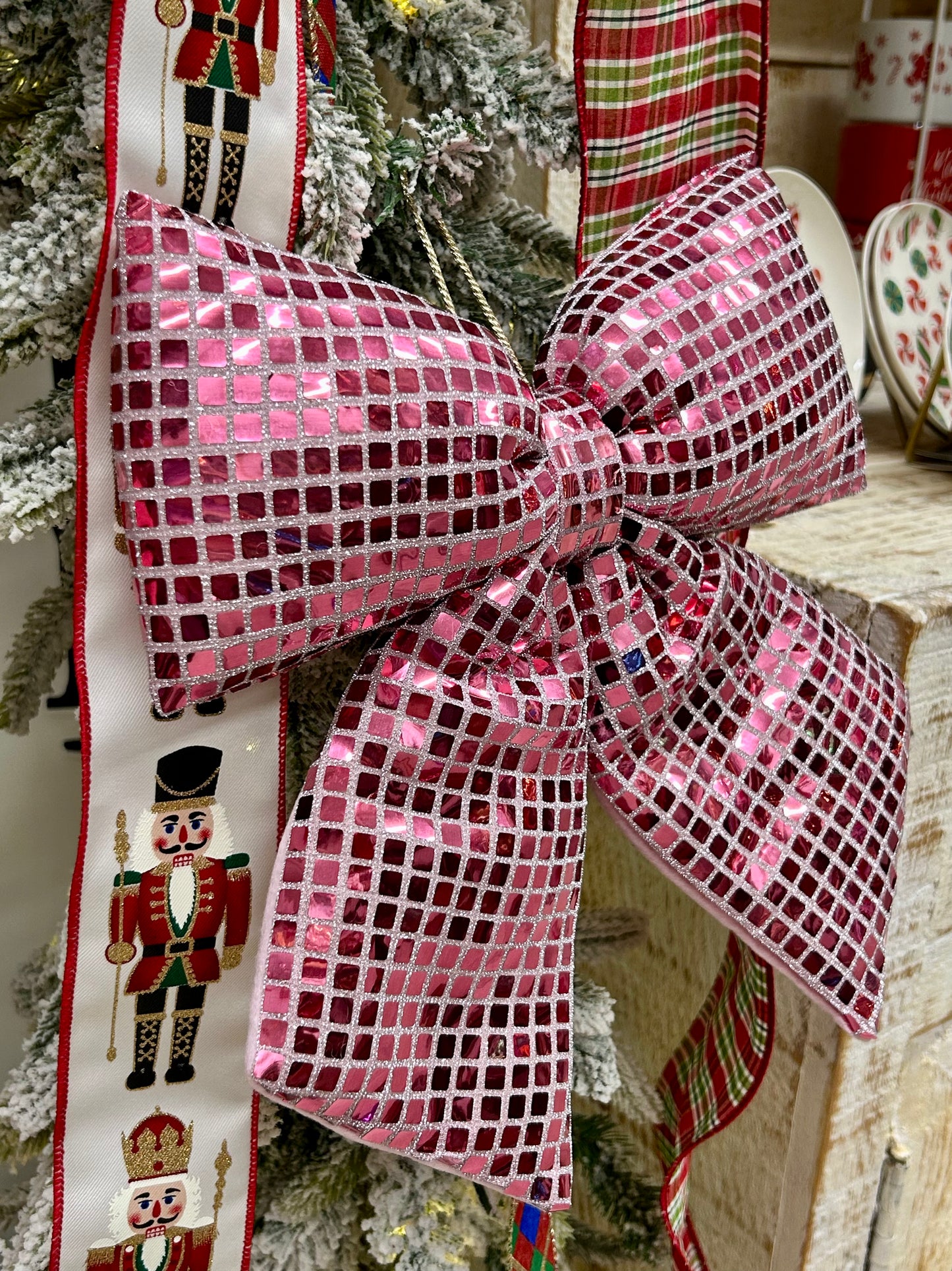 12 Inch Pink Bow Ornament