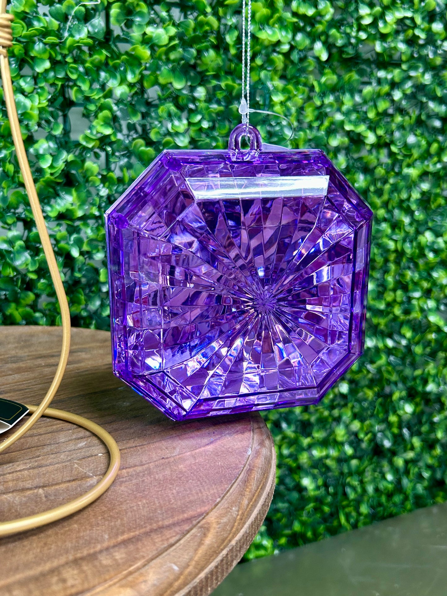 5 Inch Purple Acrylic Square Diamond Ornament