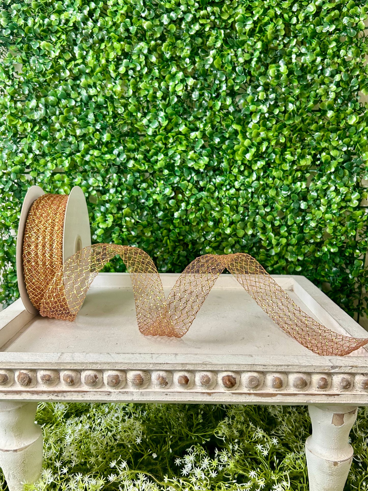 1.5 Inch By 30 Yard Brown With Laser Gold Foil Deco Flex Ribbon