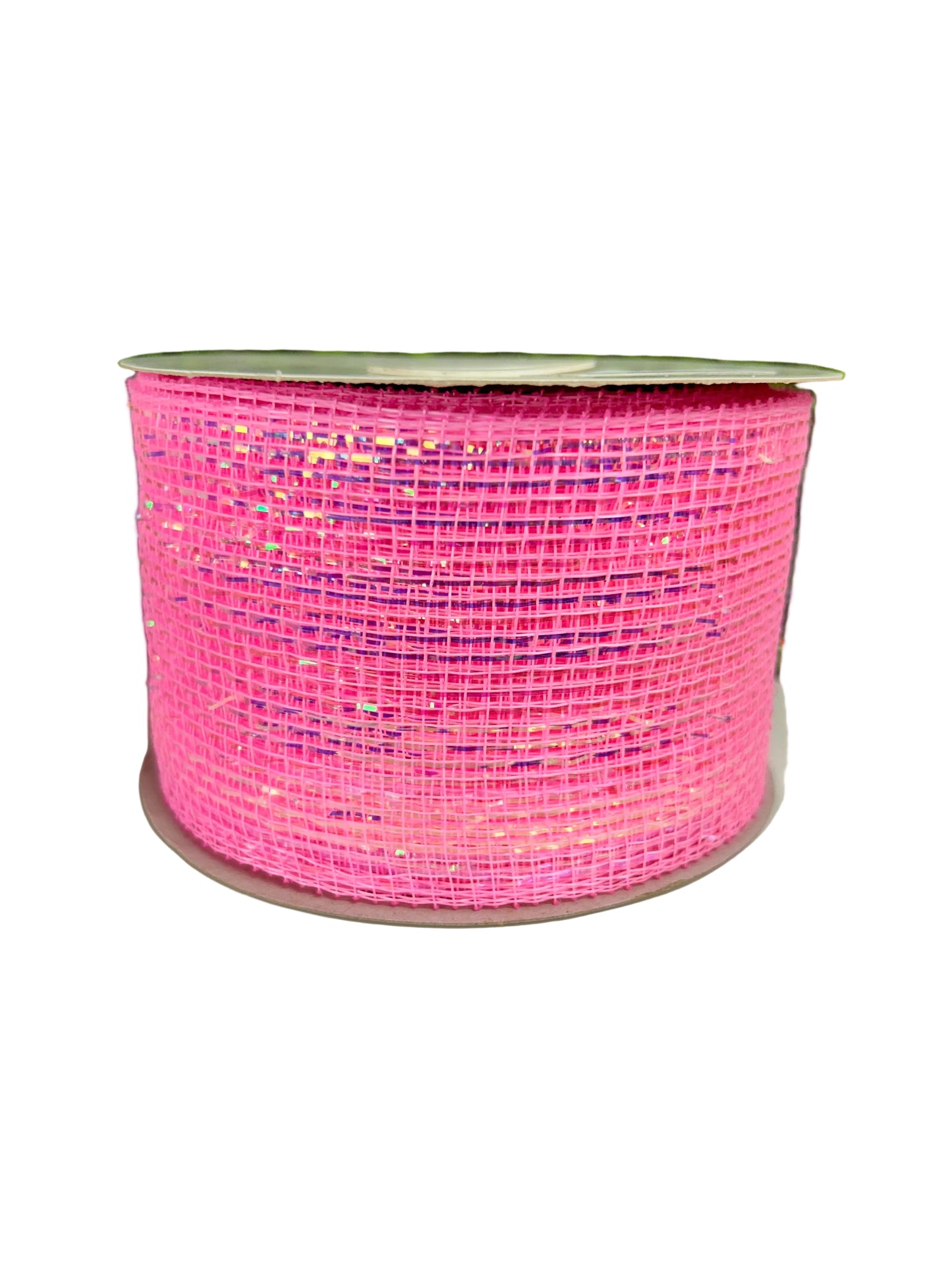 3 Inch By 20 Yards Pink Designer Netting With Iridescent Pink Glamour