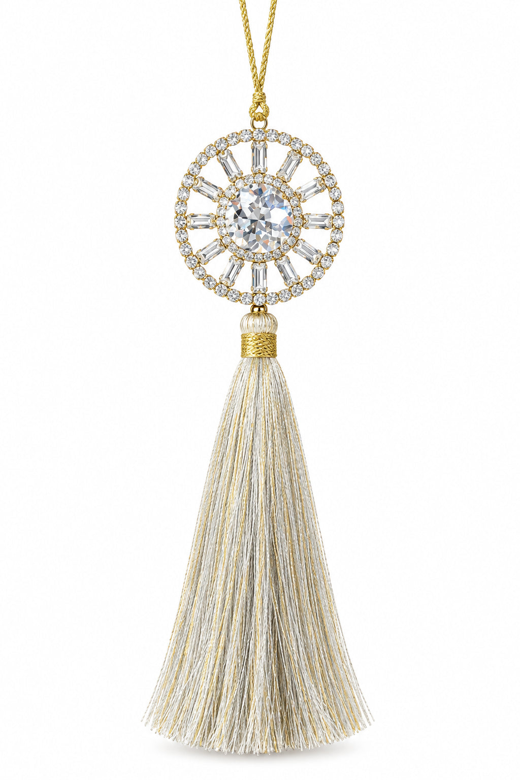 7.5 Inch Gold Bead Ball Tassel Ornament