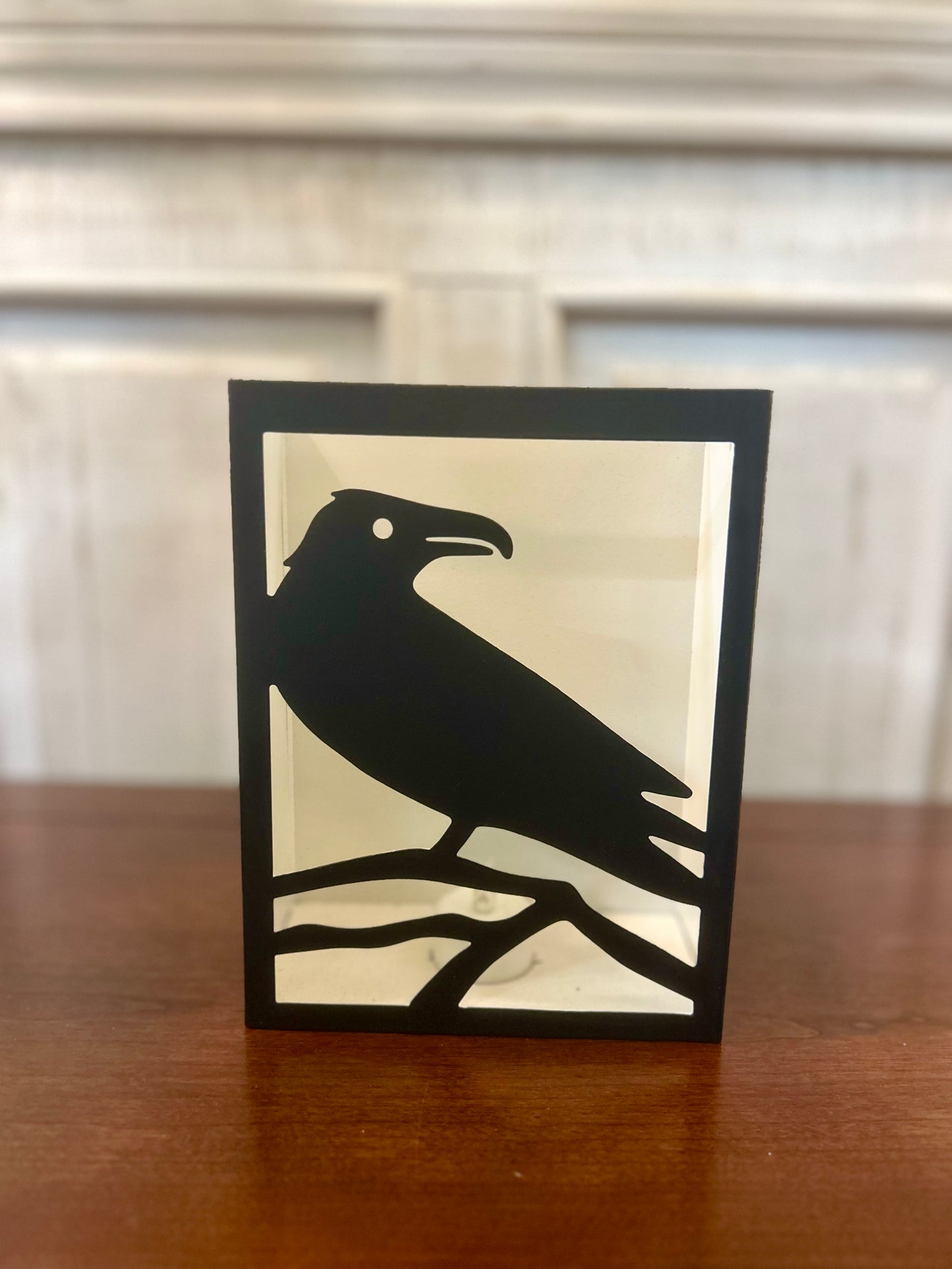 Metal Light Up Raven Lantern