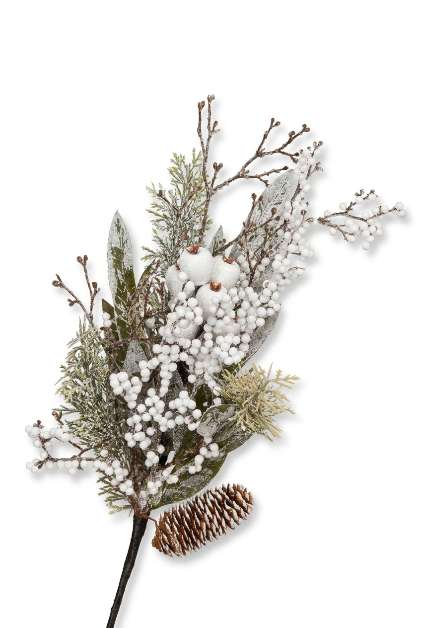 18 Inch White Snow Ice Berry Pick