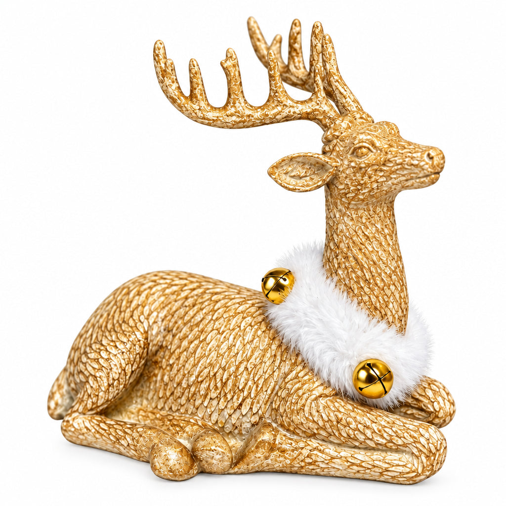 9 Inch Brown Ceramic Laying Deer