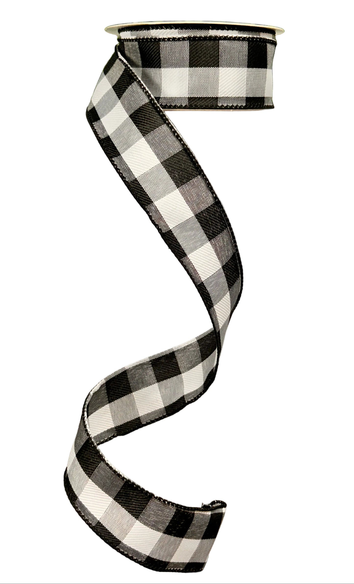 1.5 Inch By 10 Yard Black Grey And White Check Ribbon