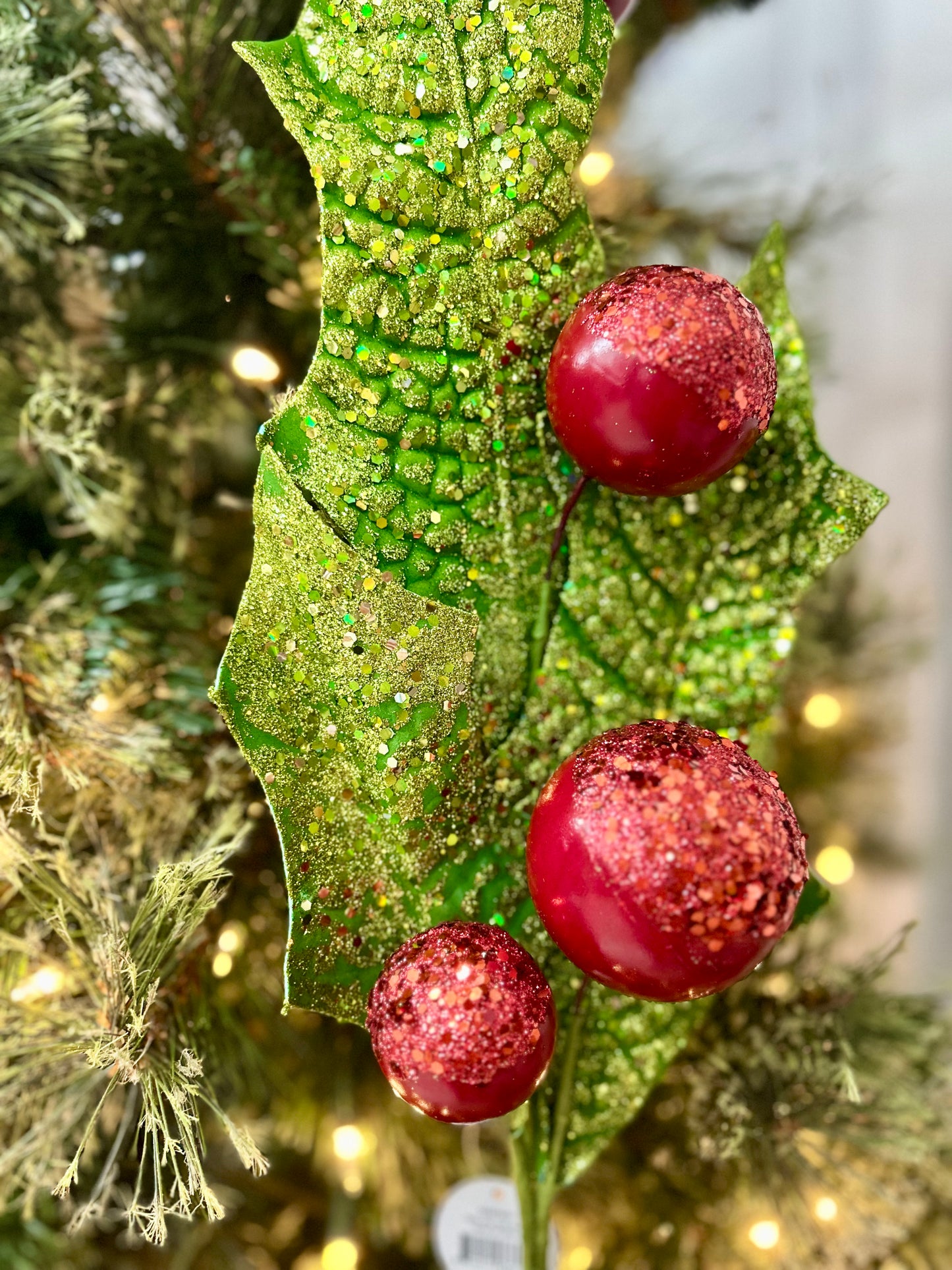 34 Inch Red And Green Holly Jolly Holly Berry Spray