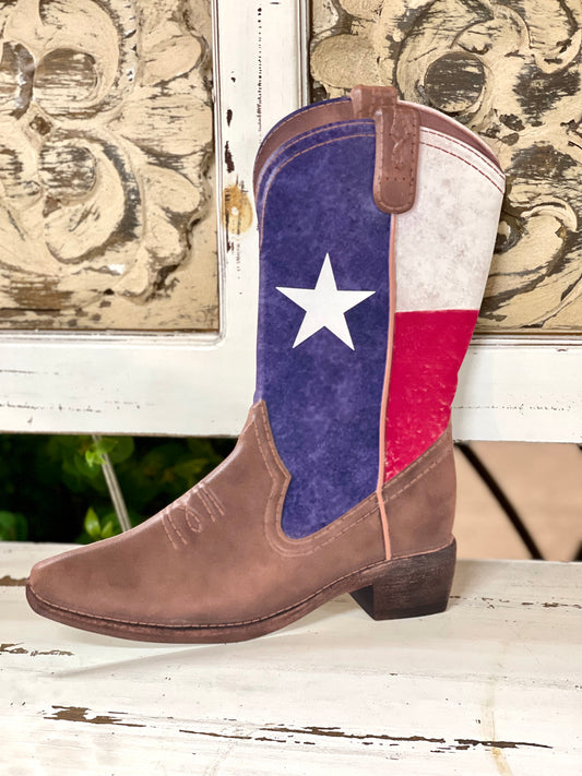 Metal Texas Flag Cowboy Boot Sign