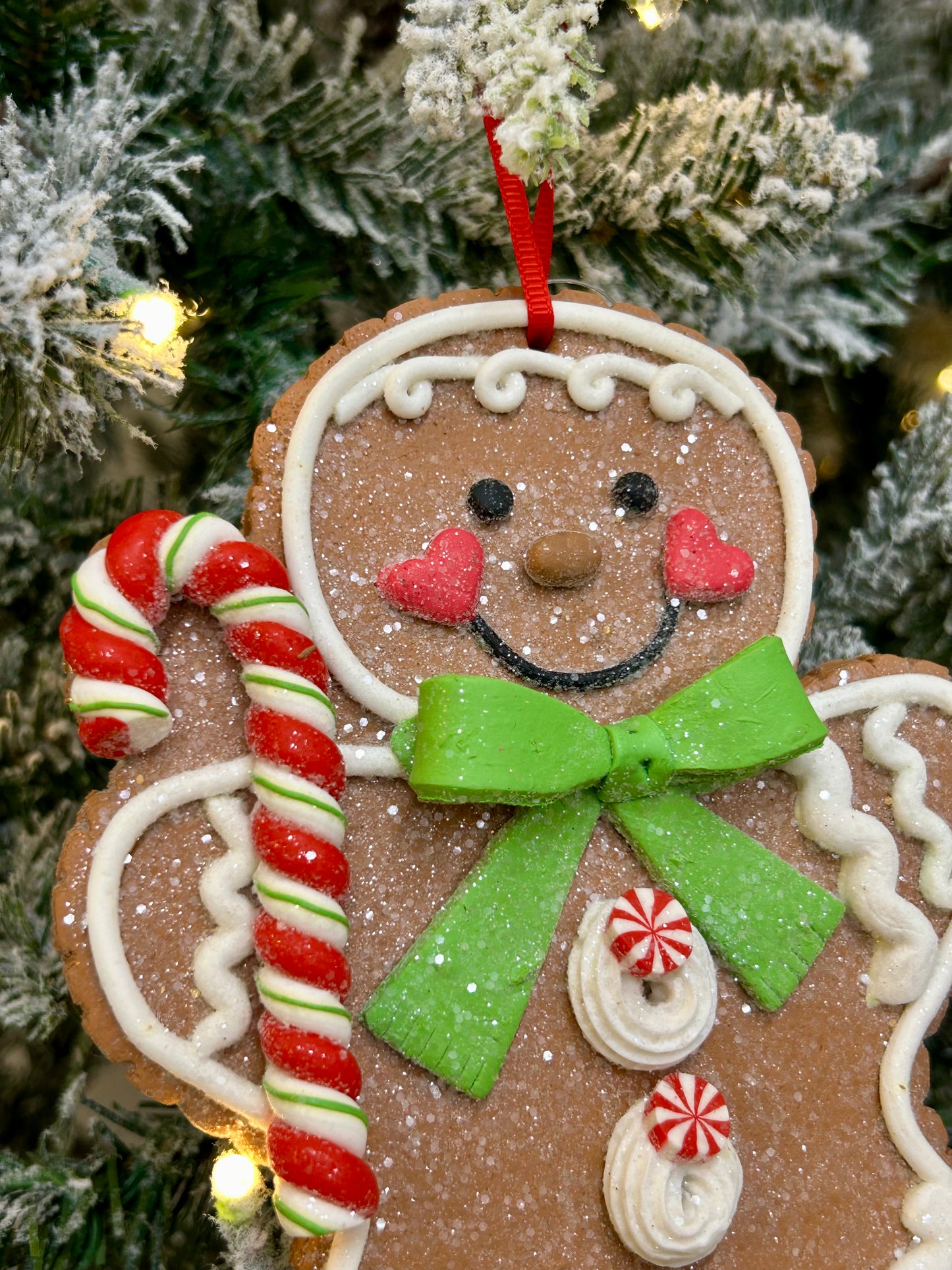8 Inch Clay Dough Holiday Gingerbread Man Ornament Two Styles