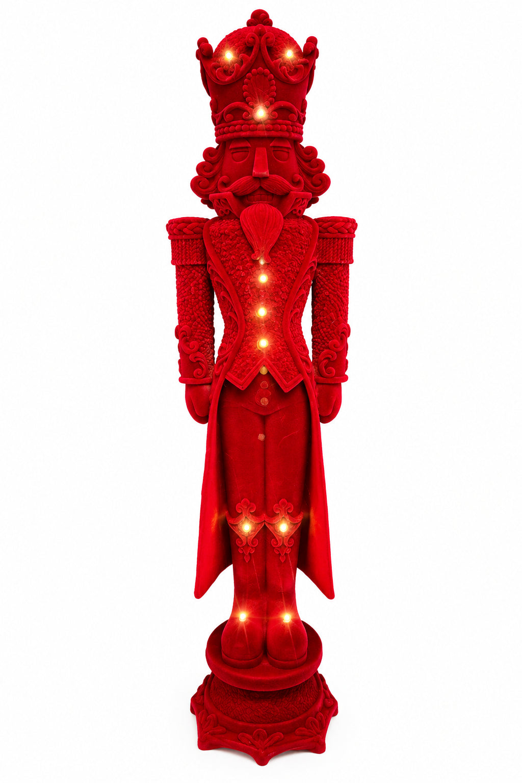 24 Inch Red Light Up Flocked Standing Nutcracker