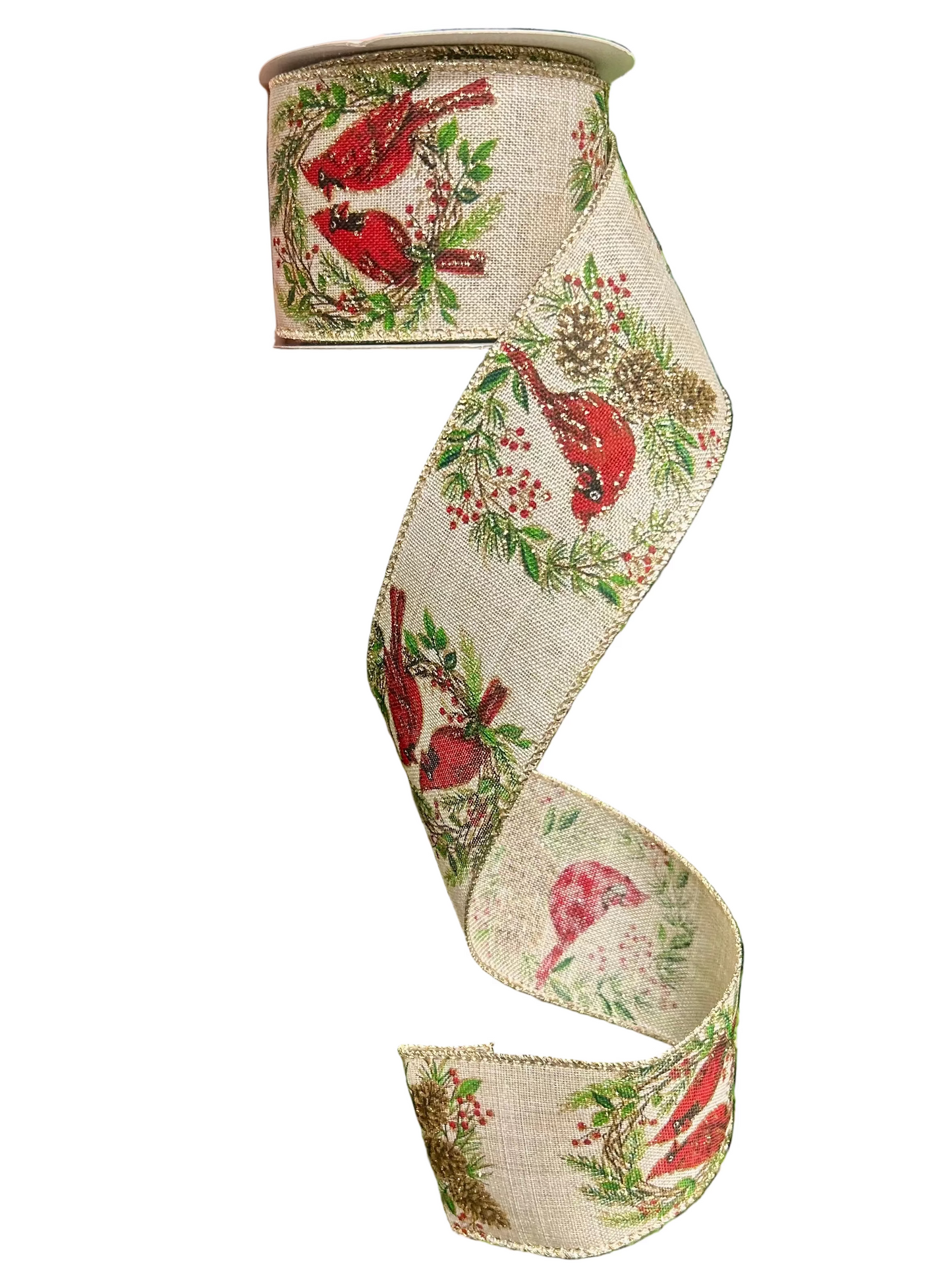 2.5 Inch By 10 Yard Cardinals In A Wreath Ribbon