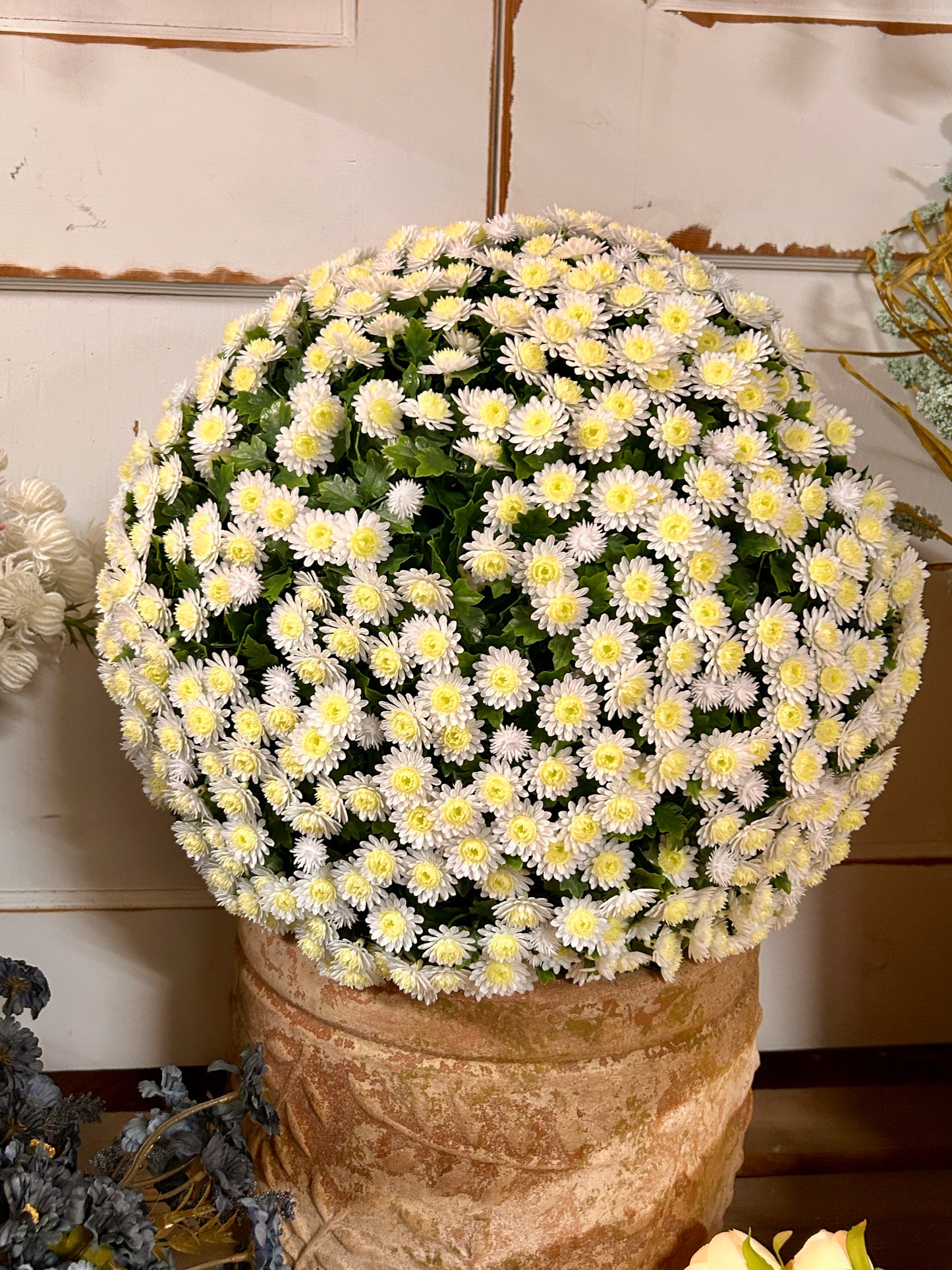20 Inch Cream Mum Topiary Ball
