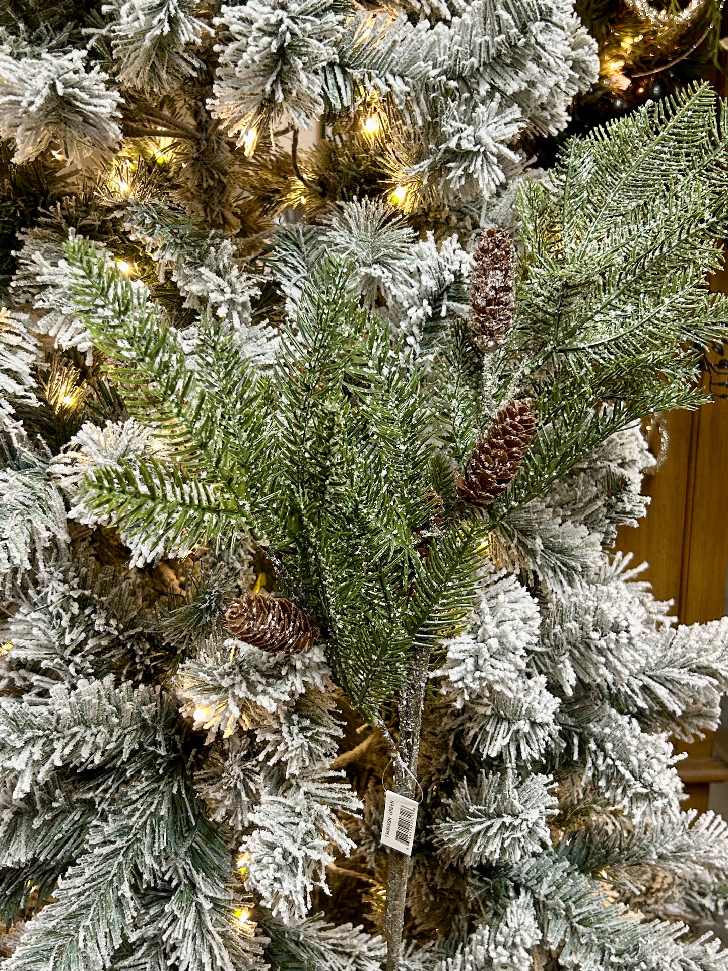 28 Inch Green Glitter Pine And Pinecone Spray