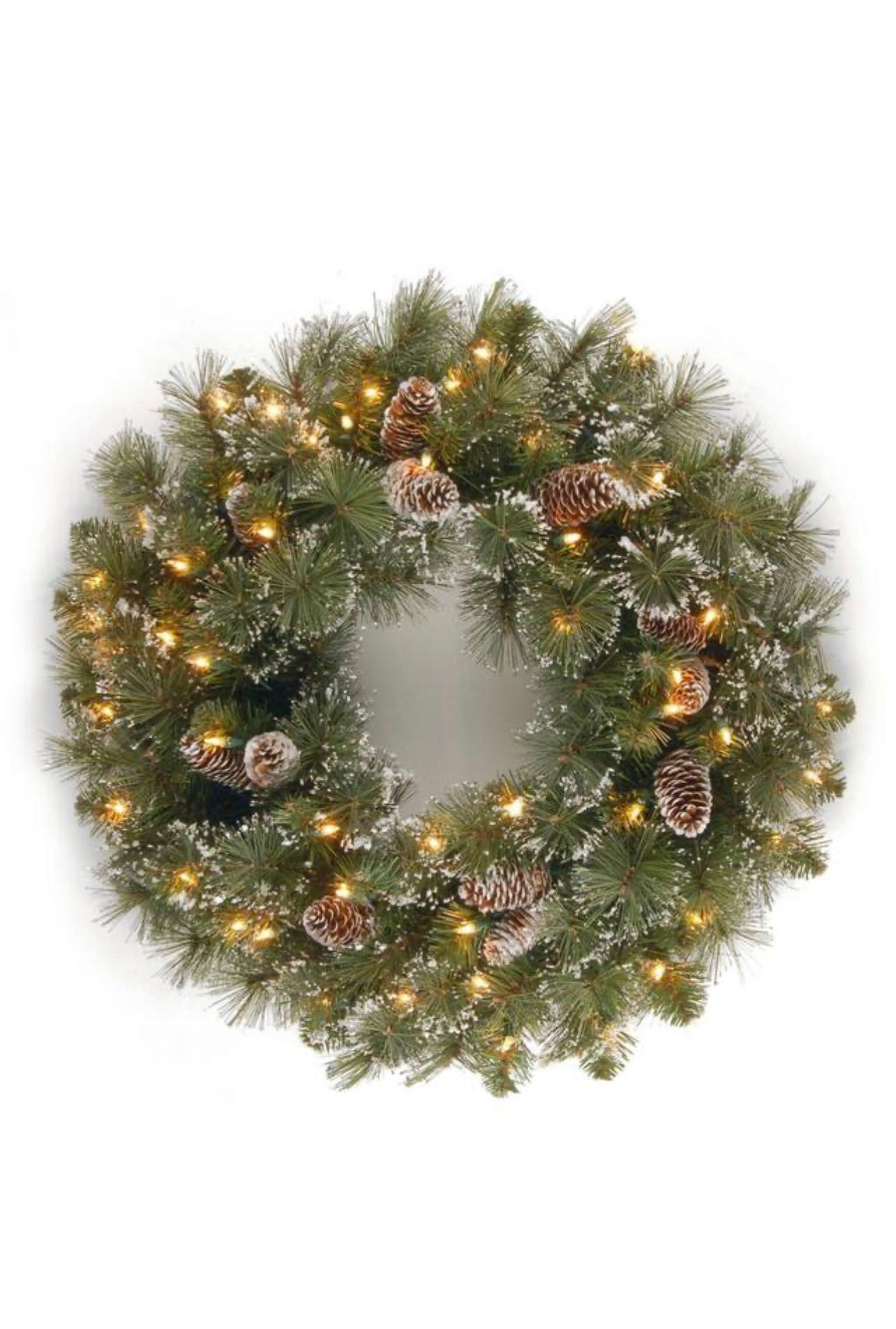 National Tree Company 24 in. Glittery Pine Artificial Wreath with Clear Lights