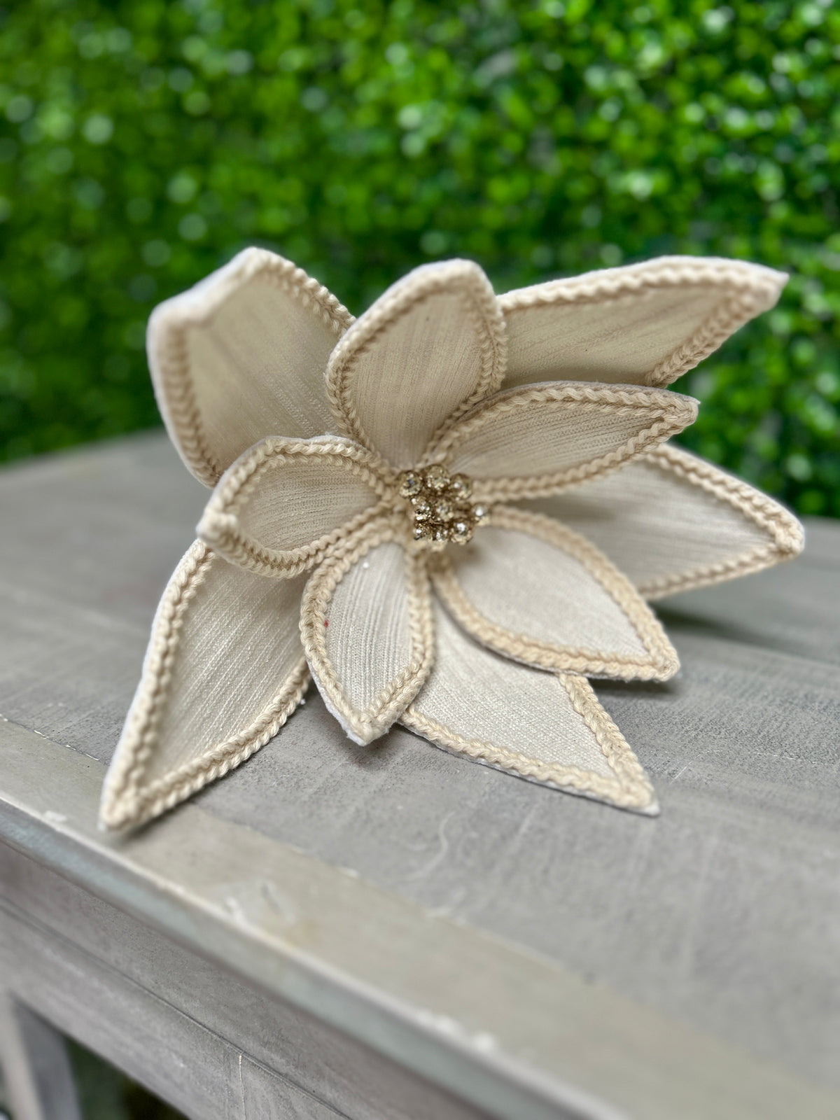 10 Inch Beige Poinsettia Spray
