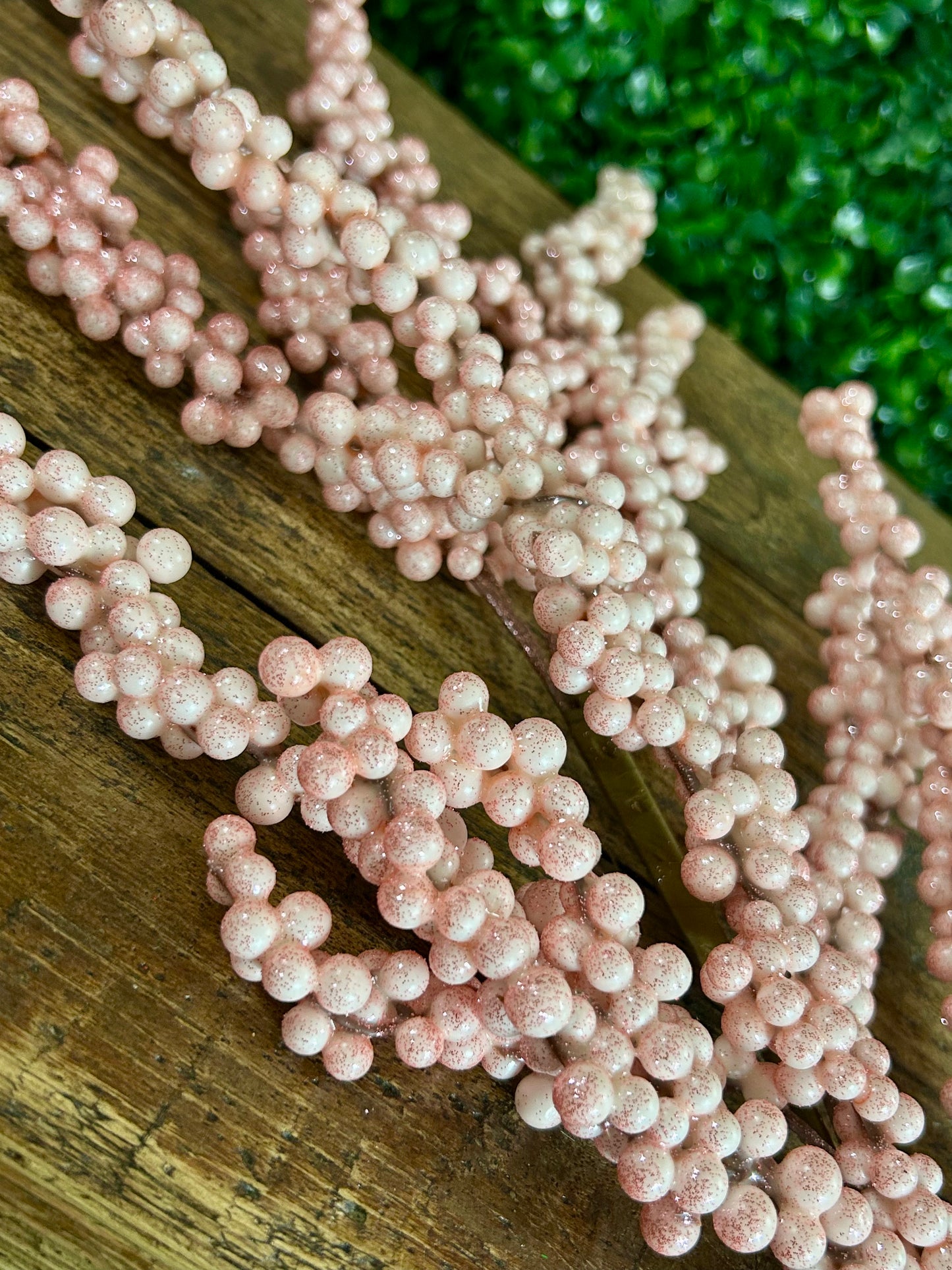 32 Inch Pink Glitter Berry Cluster Spray