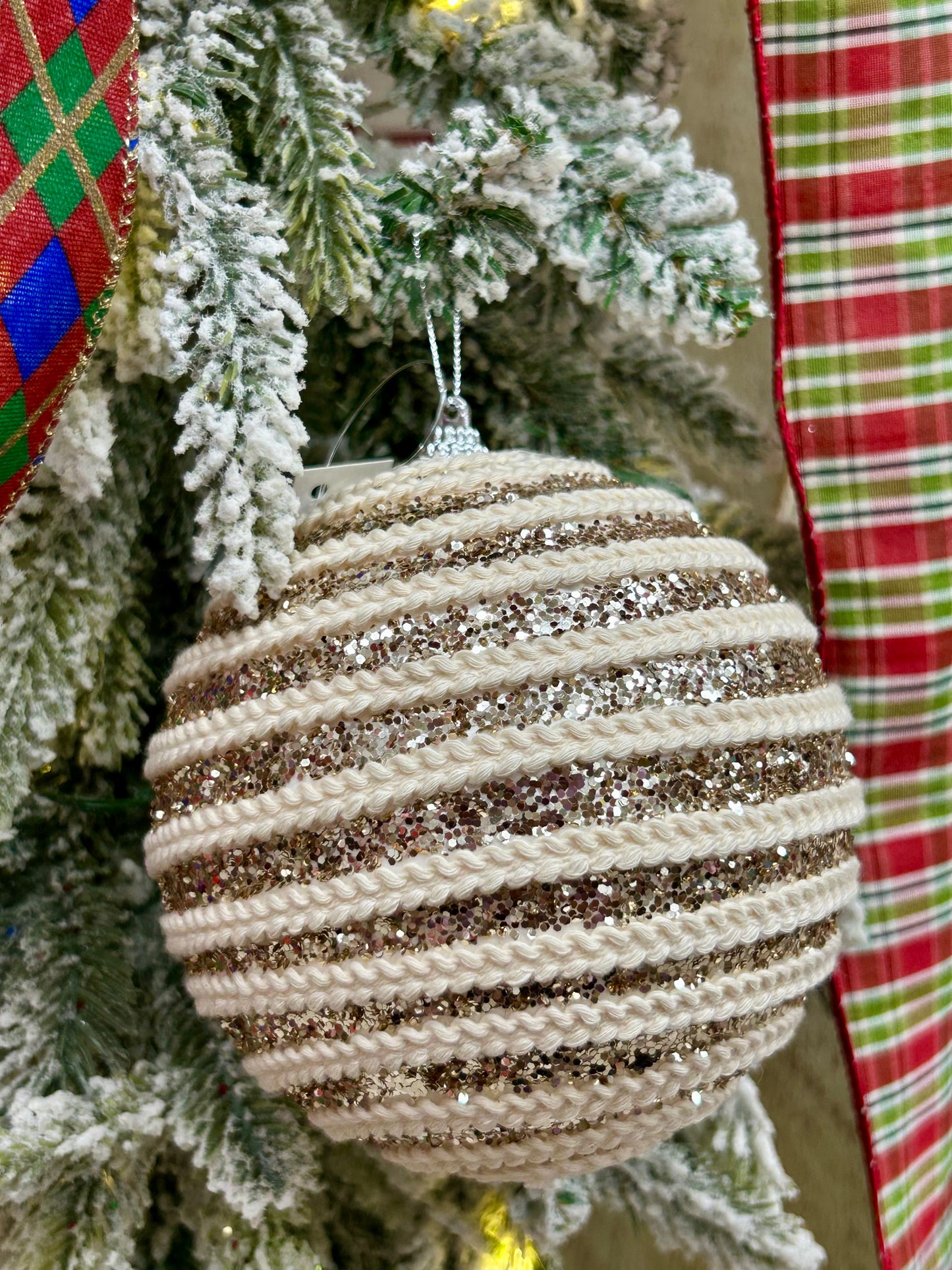 5 Inch Champagne Sequin Ornament Ball