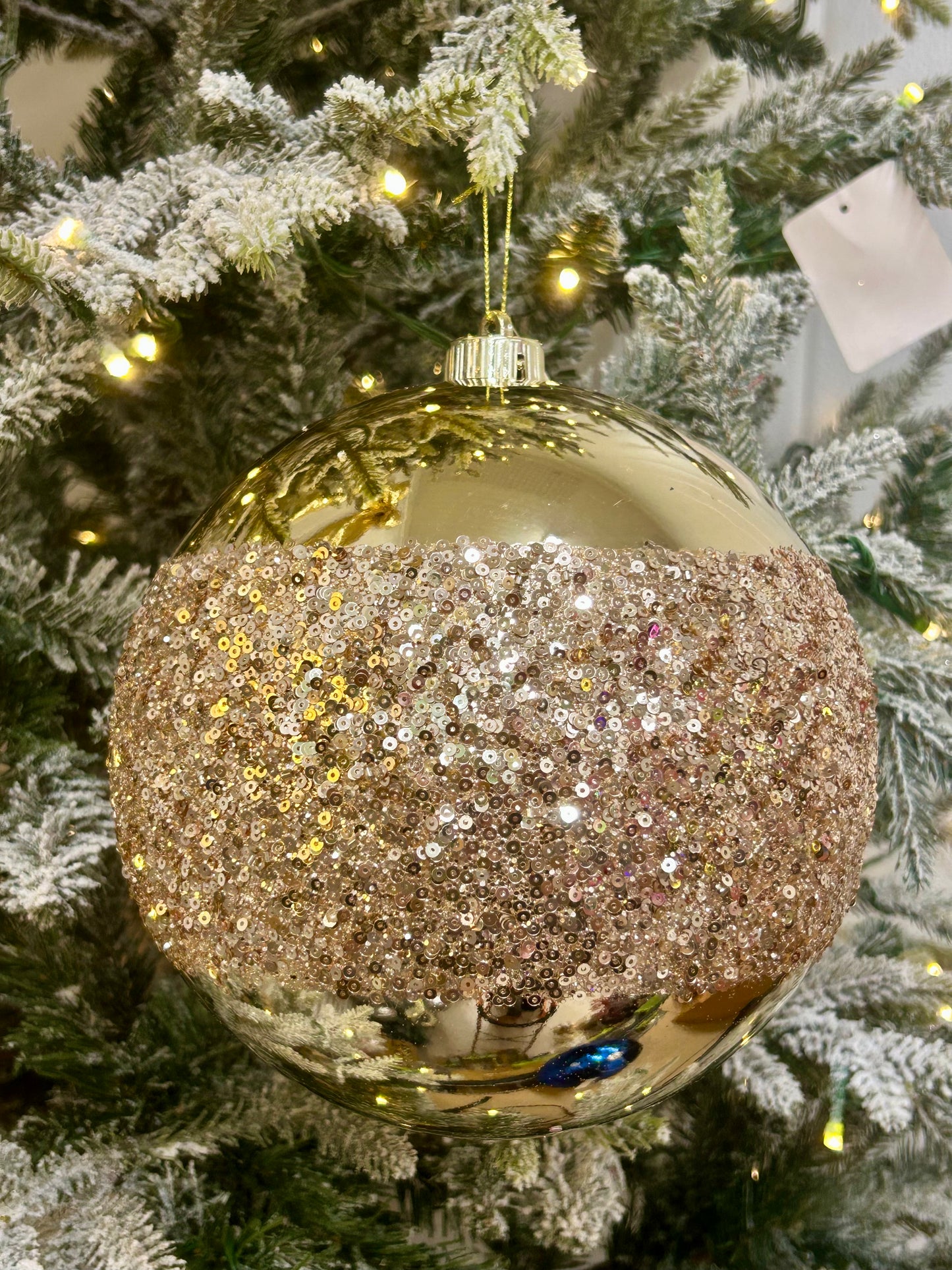 8 Inch Champagne Sequin Ball Ornament