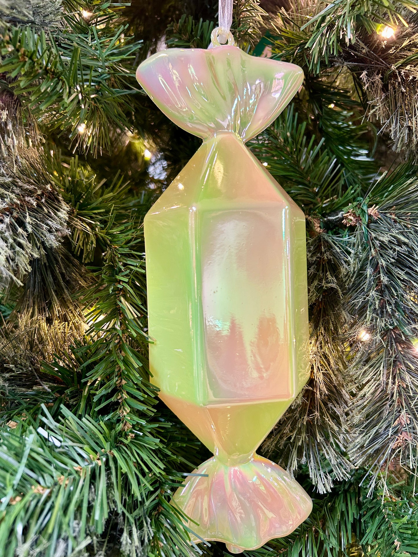 12 Inch Yellow Iridescent Candy Ornament Two Styles