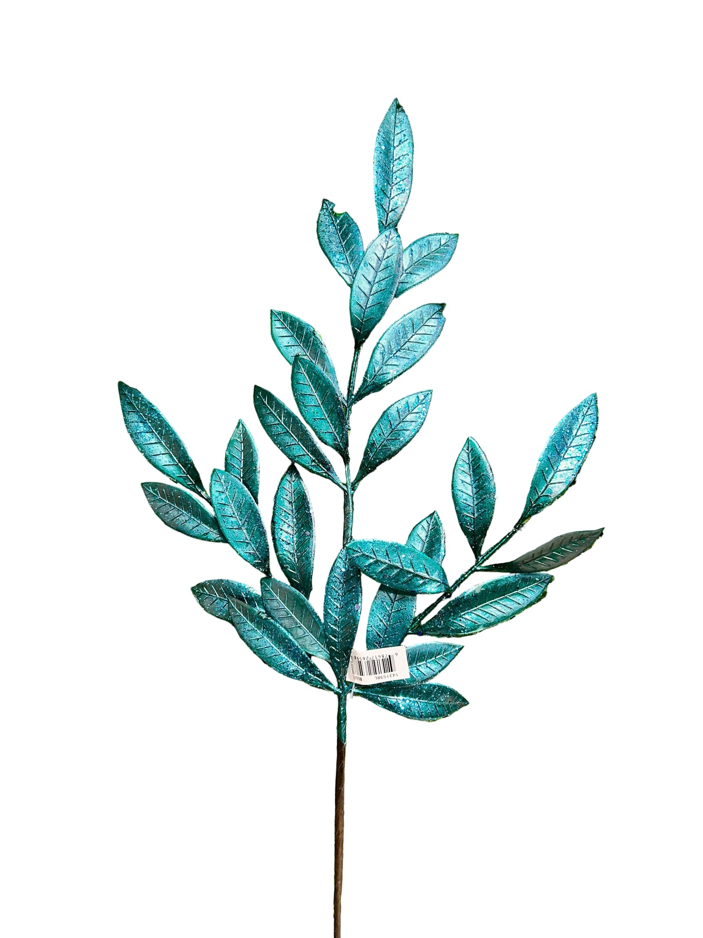 26 Inch Blue Metallic Bay Leaf Spray