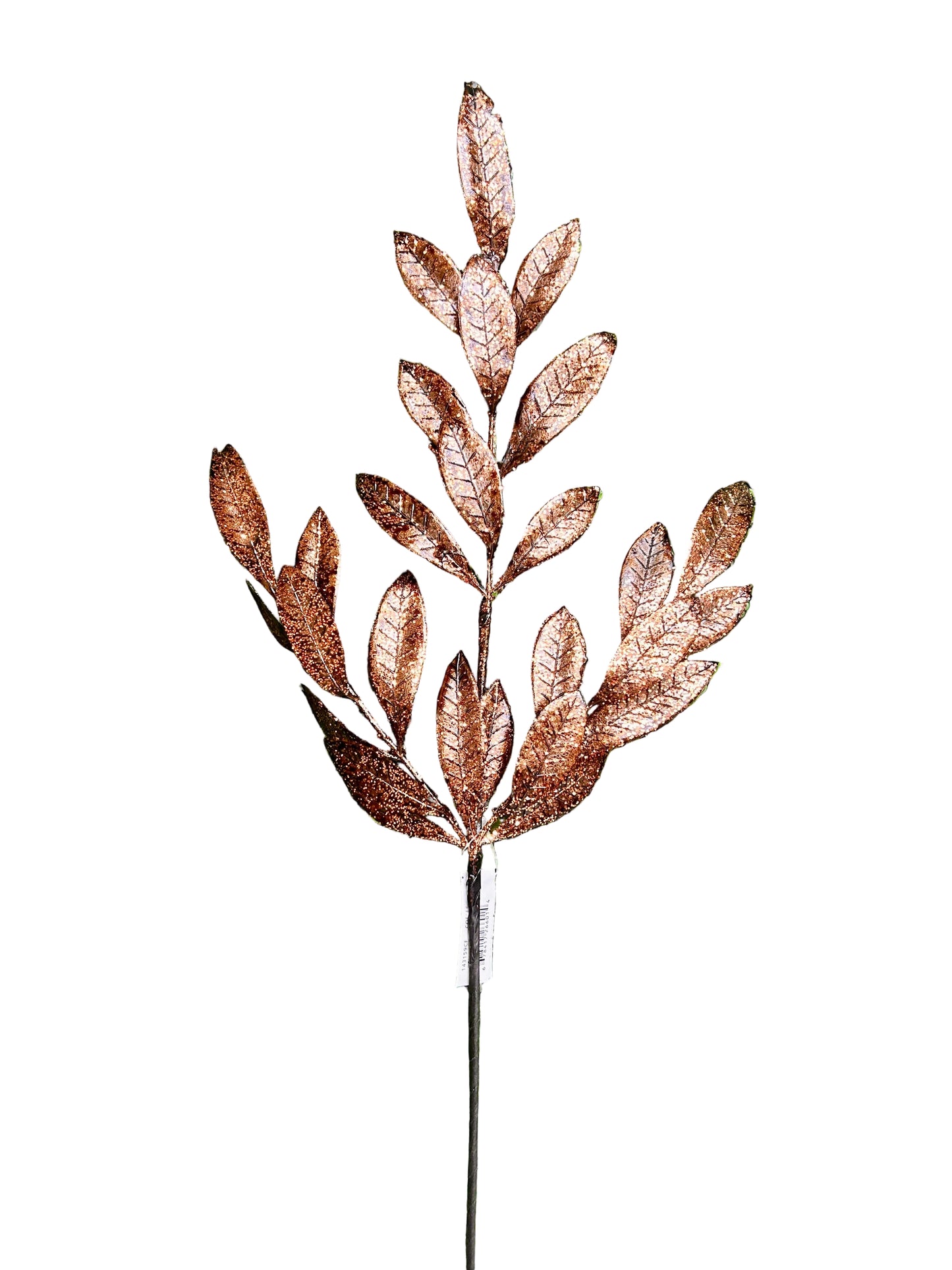 26 Inch Coffee Metallic Bay Leaf Spray