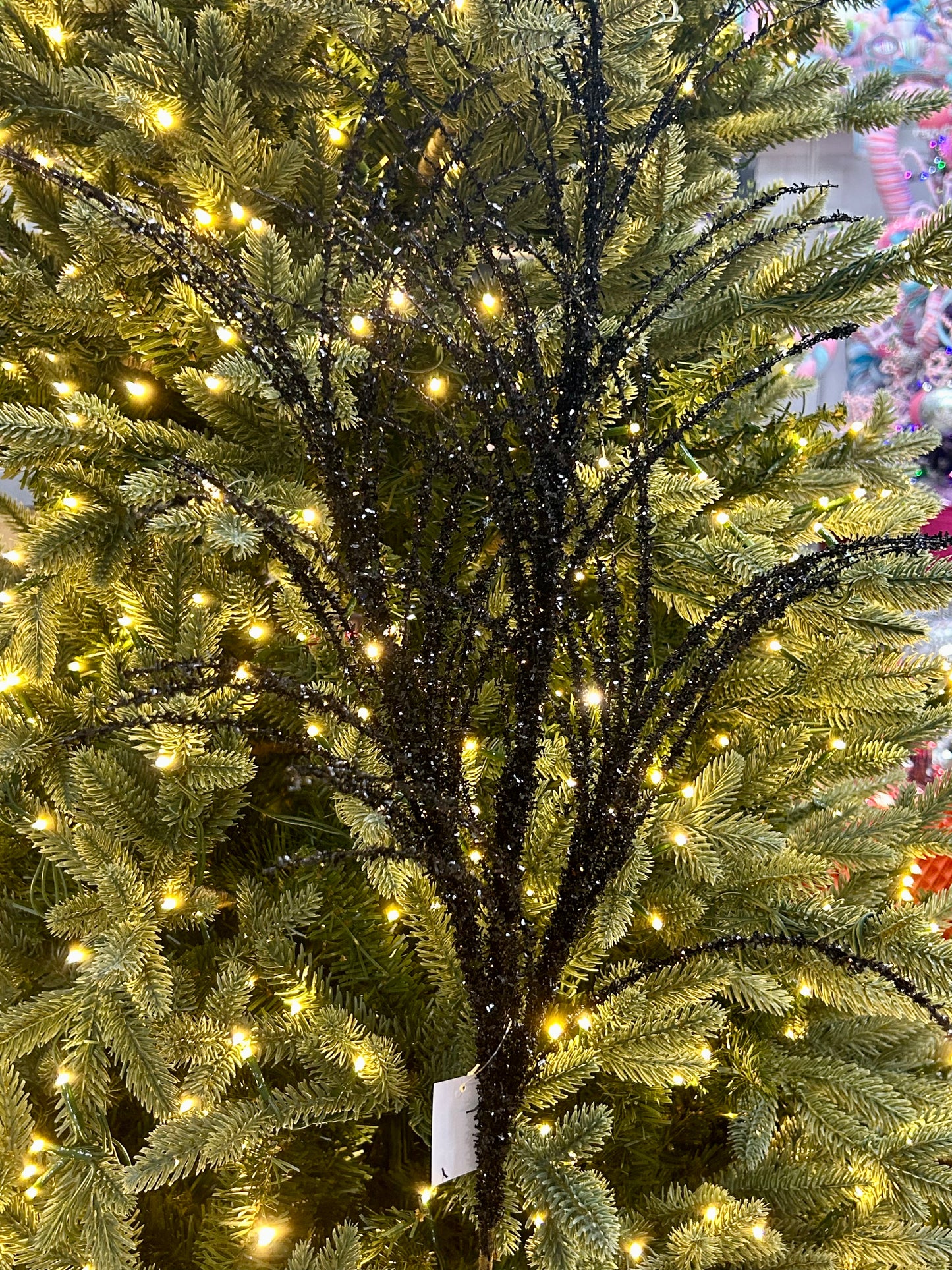 32 Inch Black Glitter Pine Spray