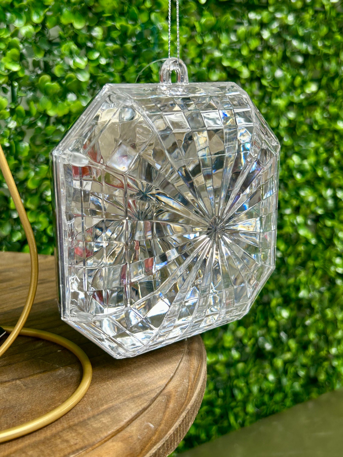 5 Inch Silver Acrylic Square Diamond Ornament