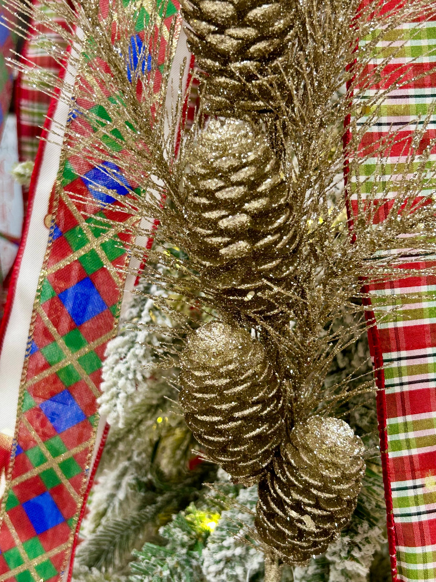 33 Inch Champagne Glitter Pinecone Spray