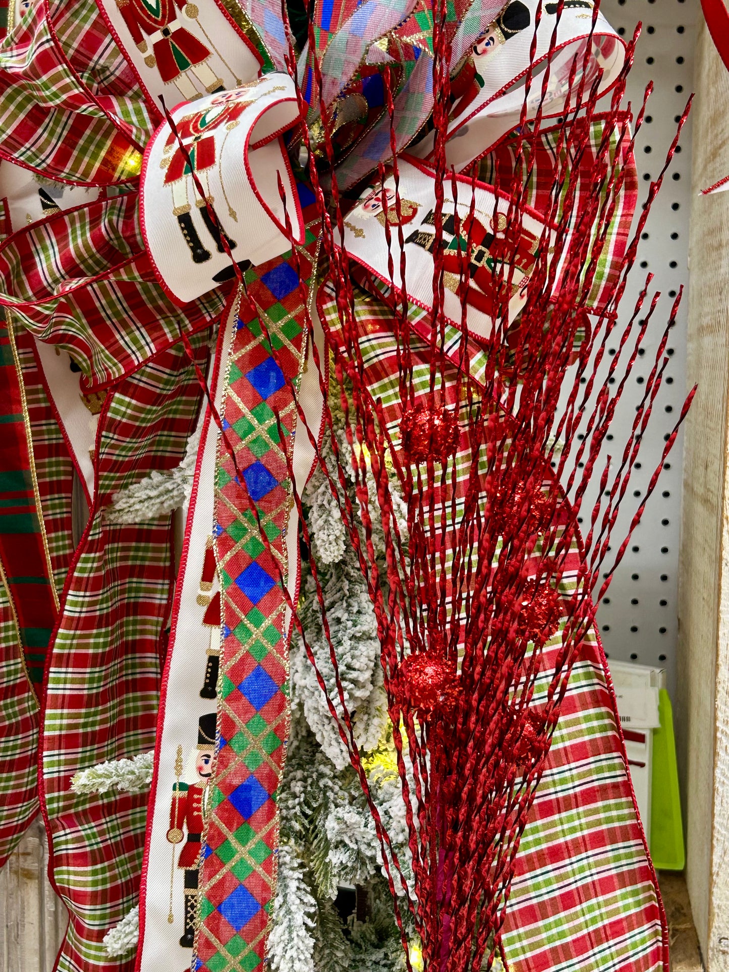 33 Inch Red Ball Pine Spray