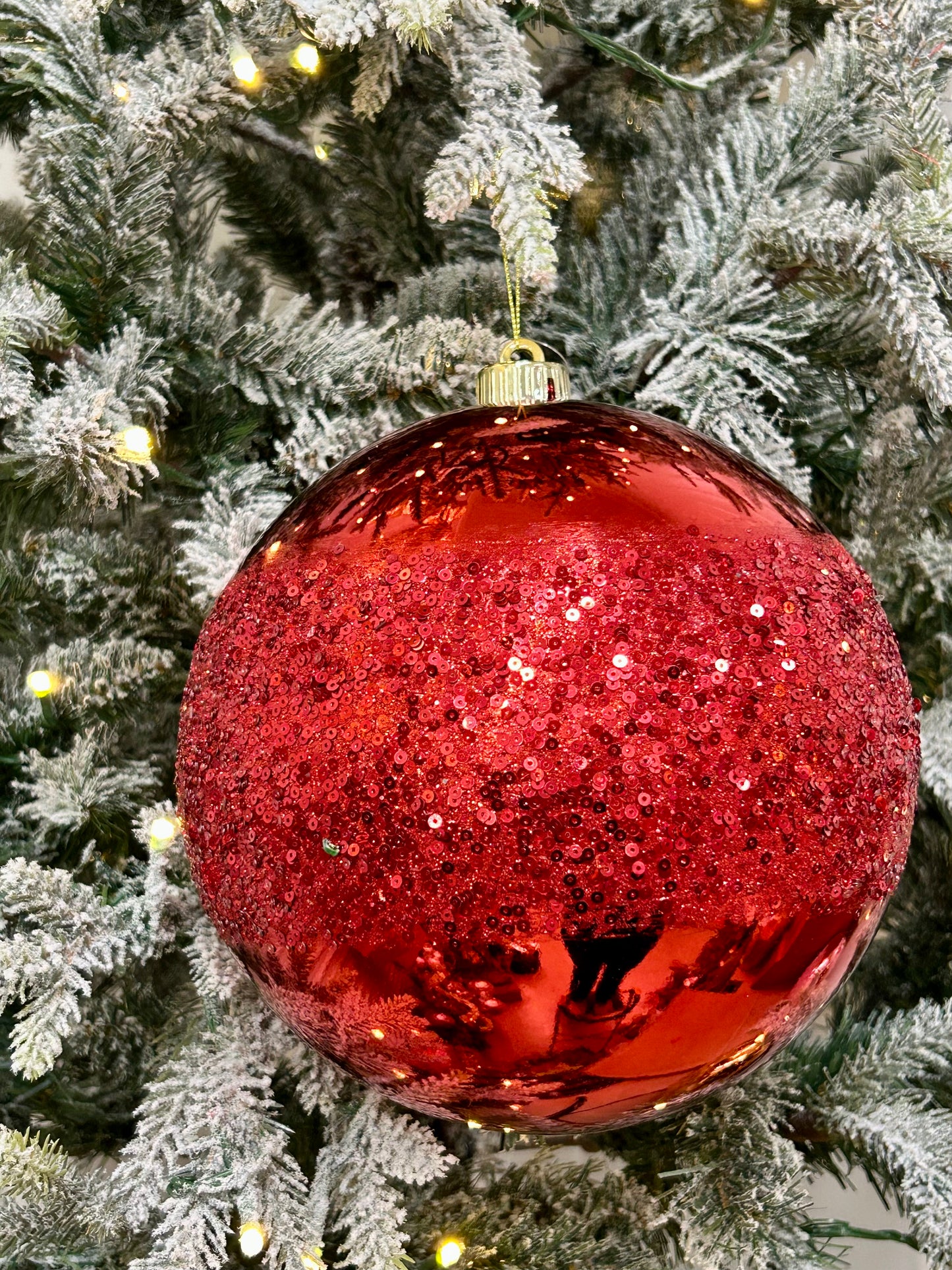 8 Inch Red Sequin Ball Ornament