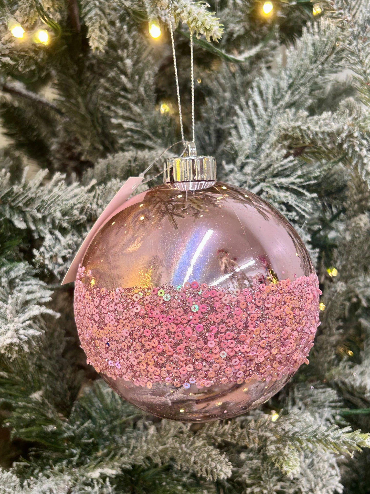 5 Inch Pink Sequin Ball Ornament