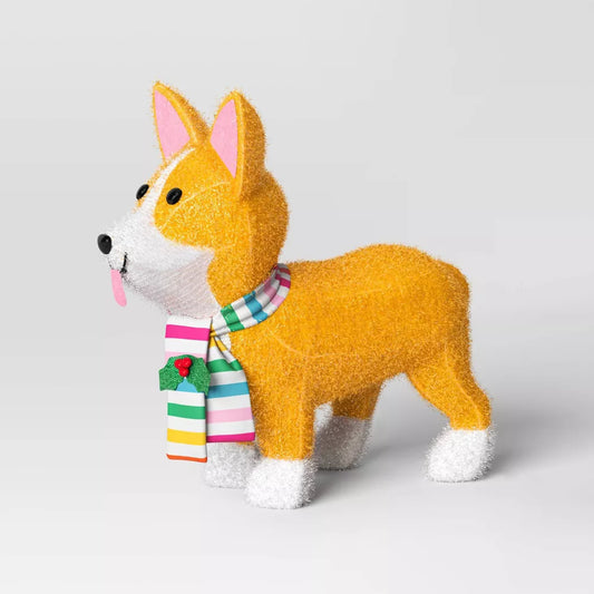 Wondershop 21.5 Inch Incandescent Tinsel Corgi Dog Christmas Novelty Sculpture Light Clear