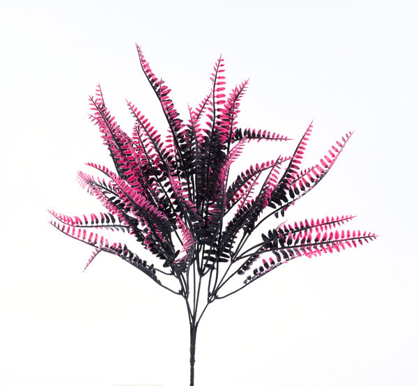 16 Inch Black And Pink Fern Bush