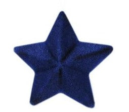 Flocked And Glittered Pointed Star 4 Assorted Colors