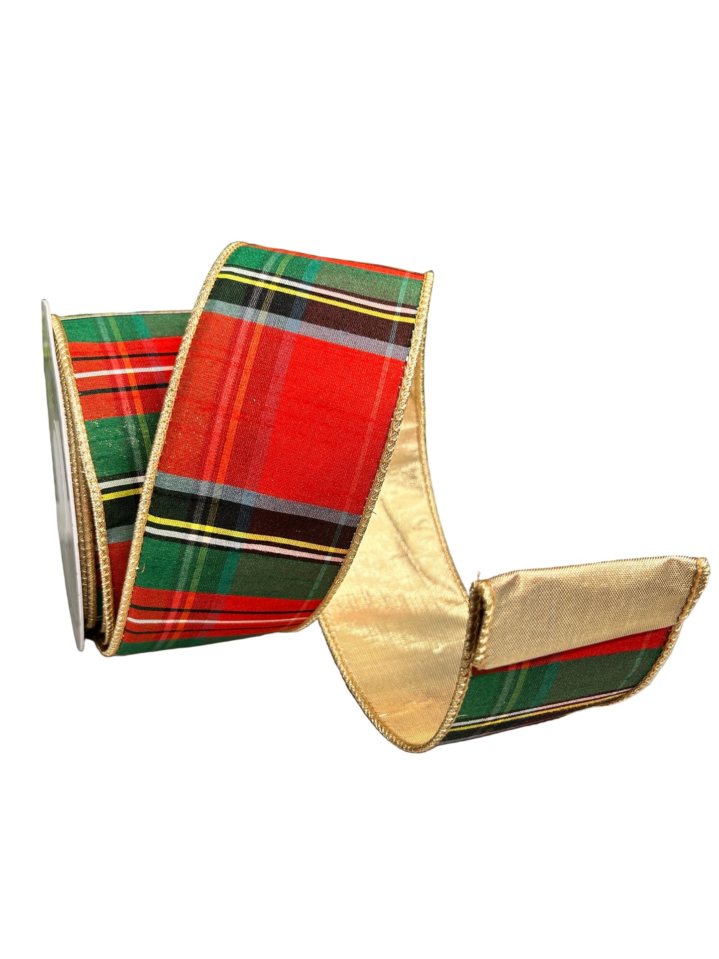David Christopher 2.5 Inch By 10 Yard Tartan Traditional Plaid Ribbon With Gold Back Ribbon