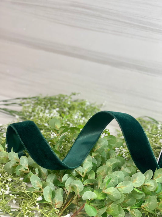 1.5 Inch By 10 Yard Hunter Green Velvet With Satin Backing Ribbon