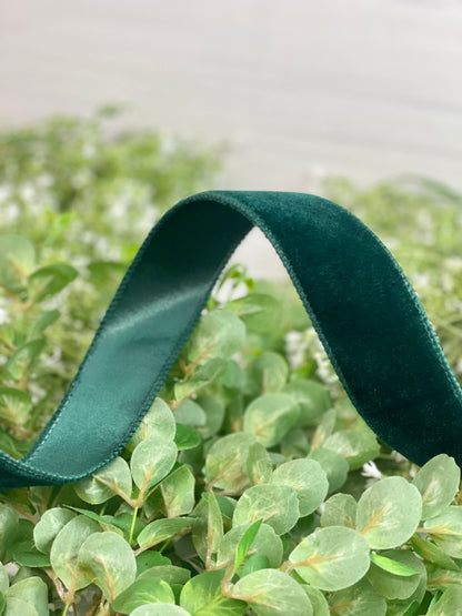 1.5 Inch By 10 Yard Hunter Green Velvet With Satin Backing Ribbon
