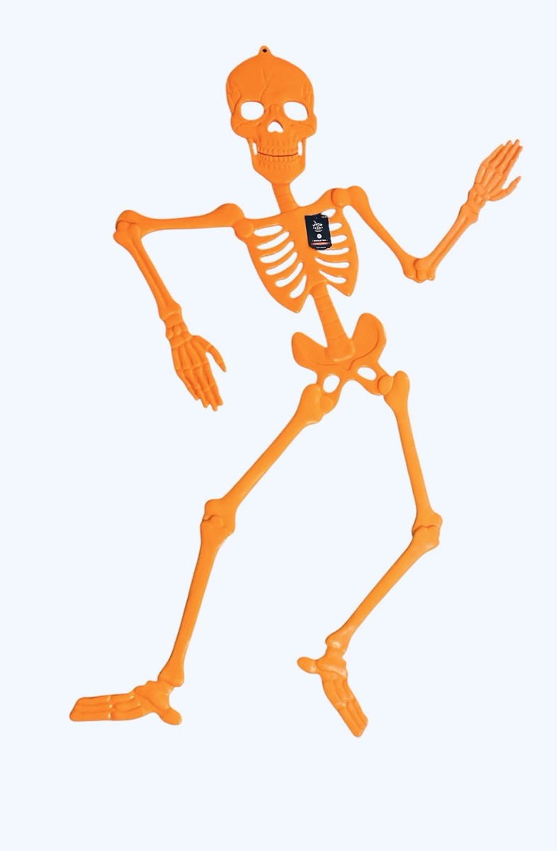 59 Inch Hyde And EEK Orange Posable Skeleton Decorative Prop
