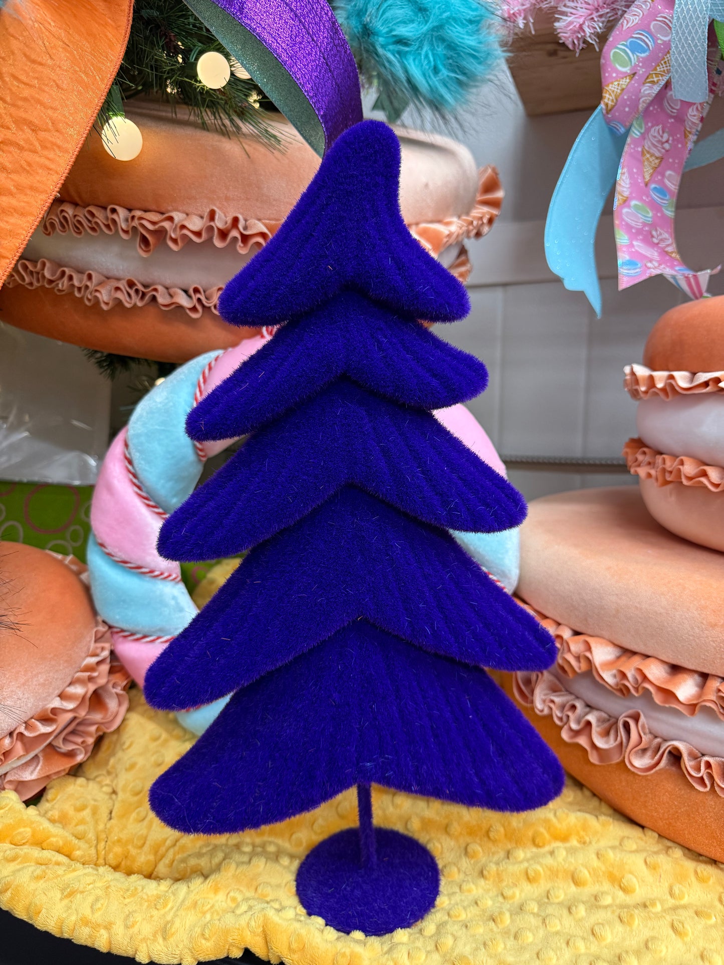 Flocked Whimsical Tree Six Assorted Colors