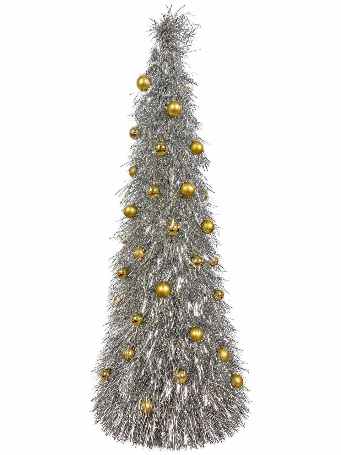 6 Foot Silver Shaggy Tinsel Pop Up Tree